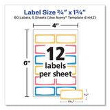 Avery® Avery Kids Handwritten Identification Labels, 1.75 x 0.75, Borders: Blue, Orange, Yellow, 12 Labels/Sheet, 5 Sheets/Pack (AVE41442) Pack of 60