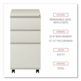 Alera® File Pedestal with Full-Length Pull, Left or Right, 3-Drawers: Box/Box/File, Legal/Letter, Putty, 14.96" x 19.29" x 27.75" (ALEPBBBFPY) Each