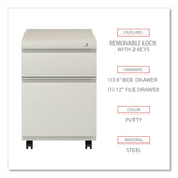 Alera® File Pedestal with Full-Length Pull, Left or Right, 2-Drawers: Box/File, Legal/Letter, Putty, 14.96" x 19.29" x 21.65" (ALEPBBFPY) Each