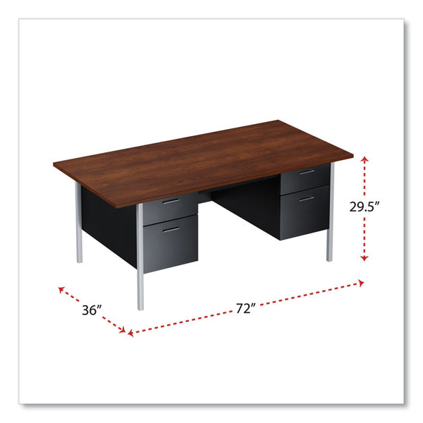 Alera® Double Pedestal Steel Desk, 72" x 36" x 29.5", Mocha/Black (ALESD7236BM)