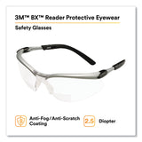 3M™ BX Molded-In Diopter Safety Glasses, +2.5 Diopter Strength, Black/Silver Plastic Frame, Clear Polycarbonate Lens (MMM1137600000) Each