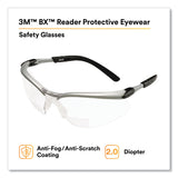 3M™ BX Molded-In Diopter Safety Glasses, +2.0 Diopter Strength, Black/Silver Plastic Frame, Clear Polycarbonate Lens (MMM1137500000) Each