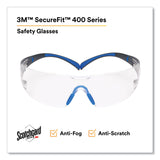 3M™ SecureFit Protective Eyewear, 400 Series, Black/Blue Plastic Frame, Clear Polycarbonate Lens (MMMSF401SGAFBLU) Each