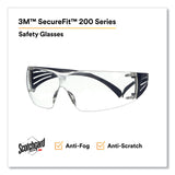 3M™ SecureFit Protective Eyewear, 200 Series, Dark Blue Plastic Frame, Clear Polycarbonate Lens (MMMSF201SGAFBLU) Each