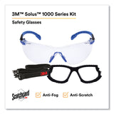 3M™ Solus 1000 Series Safety Glasses, Black/Blue Plastic Frame, Clear Polycarbonate Lens (MMMS1101SGAFKT) Each