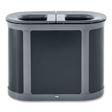 Rubbermaid® Commercial ENHANCE PILL Dual Stream Waste Receptacle, (2) 23 gal Capacity Bins, Metal, Umbra Gray/Pearl Gray (RCP2172843) Each