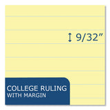 Roaring Spring® Stiff-Back Pad, Medium/College Rule, 100 Canary 8.5 x 11 Sheets, 36/Carton, Ships in 4-6 Business Days (ROA95284CS) Case of 36