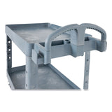 Rubbermaid® Commercial BRUTE Heavy-Duty Ergo Handle Utility Cart, Plastic, 2 Shelves, 750 lb Capacity, 26" x 55" x 33.25", Gray (RCP2192463) Each