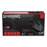 GloveWorks® by AMMEX® Industrial Nitrile Gloves, Powder-Free, Small, 5 mil (Palm), 6 mil (Fingers), 9.5" Long, Black, 100/Box, 10 Boxes/Carton (AXCGPNB42100CT) Case of 1000