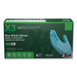 X3® by AMMEX® Industrial Nitrile Gloves, Powder-Free, Large, 3 mil Thick, 9.5" Long, Blue, 100/Box, 10 Boxes/Carton (AXCX346100) Case of 1000