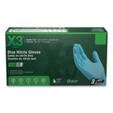 X3® by AMMEX® Industrial Nitrile Gloves, Powder-Free, Small, 3 mil Thick, 9.5" Long, Blue, 100/Box, 10 Boxes/Carton (AXCX342100) Case of 1000