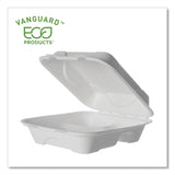 Eco-Products® Vanguard Renewable and Compostable Sugarcane Clamshells, 3 Compartments, 8 x 8 x 3, White, 200/Carton (ECOEPHC83NFA) Case of 200