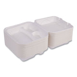 Eco-Products® Vanguard Renewable and Compostable Sugarcane Clamshells, 3 Compartments, 8 x 8 x 3, White, 200/Carton (ECOEPHC83NFA) Case of 200