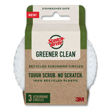 Scotch Brite Greener Clean Recycled Scrubbing Circle, 3.5" Diameter, 0.7" Thick, White, 3/Pack (MMM215GC) Pack of 3