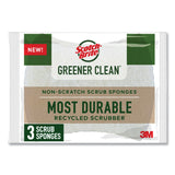 Scotch Brite Greener Clean Non-Scratch Scrub Sponge, 2.6 x 3.3, 0.7" Thick, White, 3/Pack (MMM97033UG) Pack of 3