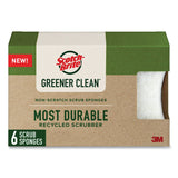 Scotch Brite Greener Clean Non-Scratch Scrub Sponge, 2.6 x 3.3, 0.7" Thick, White, 6/Pack (MMM97036UG) Pack of 6