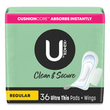 Kotex® U by Kotex Security Regular Ultrathin Pad with Wings, Unscented, 36/Pack (KCM53631) Pack of 36
