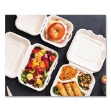 Vegware White Molded Fiber Clamshell Containers, 6 x 12 x 2, White, Sugarcane, 400/Carton (VEGWHBRG6HW) Case of 400