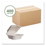 Vegware White Molded Fiber Clamshell Containers, 6 x 12 x 2, White, Sugarcane, 400/Carton (VEGWHBRG6HW) Case of 400