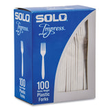 Solo Inc. Impress Heavyweight Full-Length Polystyrene Cutlery, Fork, White, 100/Box (SCCHSWFX0007BX) Box of 100