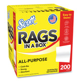 Scott® Rags in a Box, POP-UP Box, 12 x 9, White, 200/Box, 8 Boxes/Carton (KCM75260CT) Case of 1600