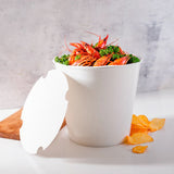 Karat Food Bucket with Lid, 170 oz, 8.9" Dia x 8.36"h, White, Paper, 150/Carton (KRTCFB170WBNDL) Case of 150