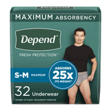 Depend® Fresh Protection Male Adult Absorbent Underwear Waistband Style Small / Medium Disposable Heavy Absorbency (1184202_CS) 64/CS