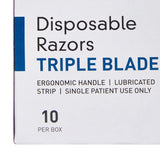 McKesson Personal Razor with Lubricating Strip Single Edge Triple Blade NonSterile Disposable (628717_BX) 10/BX