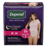 Depend® Night Defense® Female Adult Absorbent Underwear Waistband Style Medium Disposable Heavy Absorbency (1163806_PK) 15/PK
