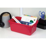 Storex Cubby Bin with Lid, 12.28 x 7.95 x 5.23, Red, 5/Pack (STX62407U05C) Pack of 5