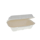 Pactiv Evergreen EarthChoice PFAS Free Compostable Hinged Lid Container, 9 x 6 x 3, Natural, Sugarcane, 150/Carton (PCTYMCH0089PFFR) Case of 150