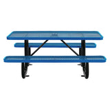 Global Industrial® Expanded Steel Picnic Table, Rectangular, 72 x 62 x 29.5, Blue Top, Blue Base/Legs (GBE277152BL) Each