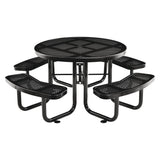Global Industrial® Perforated Steel Picnic Table, Round, 46" Dia x 29.5"h, Black Top, Black Base/Legs (GBE262078BK) Each