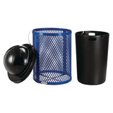 Global Industrial® Outdoor Diamond Steel Trash Can, 36 gal, Dome Lid, Blue (GBE261948BL) Each
