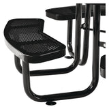 Global Industrial® Perforated Steel Picnic Table, Round, 46" Dia x 29.5"h, Black Top, Black Base/Legs (GBE262078BK) Each