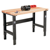 Global Industrial® Standard Duty Butcher Block Top Adjustable Height Workbench, 2,000 lbs, 48 x 30 x 30.88 to 36.88, Maple/Black (GBE319076) Each