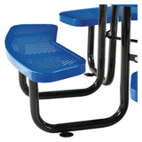 Global Industrial® Perforated Steel Picnic Table, Round, 46" Dia x 29.5"h, Blue Top, Blue Base/Legs (GBE262078BL) Each