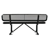 Global Industrial® Expanded Steel Bench With Back, 72 x 24 x 33, Black (GBE277154BK) Each