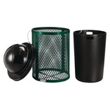 Global Industrial® Outdoor Diamond Steel Trash Can, 36 gal, Dome Lid, Green (GBE261948GN) Each