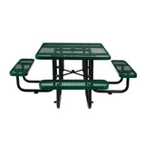 Global Industrial® Expanded Steel Picnic Table, Square, 81 x 81 x 29.5, Green Top, Green Base/Legs (GBE277151GN) Each