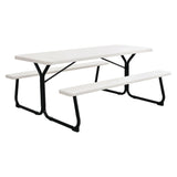 Global Industrial® Blow-Molded Plastic Picnic Table, Rectangular, 72 x 60 x 30, White Top, White Base/Legs (GBE695484) Each