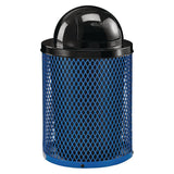 Global Industrial® Outdoor Diamond Steel Trash Can, 36 gal, Dome Lid, Blue (GBE261948BL) Each