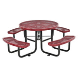 Global Industrial® Expanded Steel Picnic Table, Round, 46" Dia x 29.5"h, Red Top, Red Base/Legs (GBE277150RD) Each