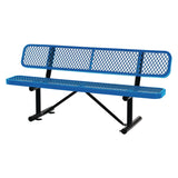 Global Industrial® Expanded Steel Bench With Back, 72 x 24 x 33, Blue (GBE277154BL) Each