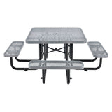 Global Industrial® Expanded Steel Picnic Table, Square, 81 x 81 x 29.5, Gray Top, Gray Base/Legs (GBE277151GY) Each
