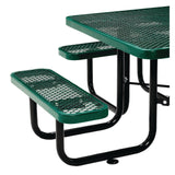 Global Industrial® Expanded Steel Picnic Table, Square, 81 x 81 x 29.5, Green Top, Green Base/Legs (GBE277151GN) Each