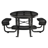 Global Industrial® Perforated Steel Picnic Table, Round, 46" Dia x 29.5"h, Black Top, Black Base/Legs (GBE262078BK) Each