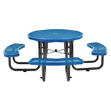 Global Industrial® Expanded Steel Picnic Table, Round, 46" Dia x 29.5"h, Blue Top, Blue Base/Legs (GBE277150BL) Each