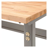 Global Industrial® Standard Duty Butcher Block Top Adjustable Height Workbench, 2,000 lbs, 60 x 30 x 30.88 to 36.88, Birch/Gray (GBE318912GY) Each