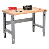 Global Industrial® Standard Duty Butcher Block Top Adjustable Height Workbench, 48 x 30 x 30.88 to 36.88, Gray (GBE183149) Each